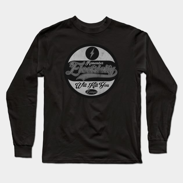 Electricity Danger BW Long Sleeve T-Shirt by CTShirts